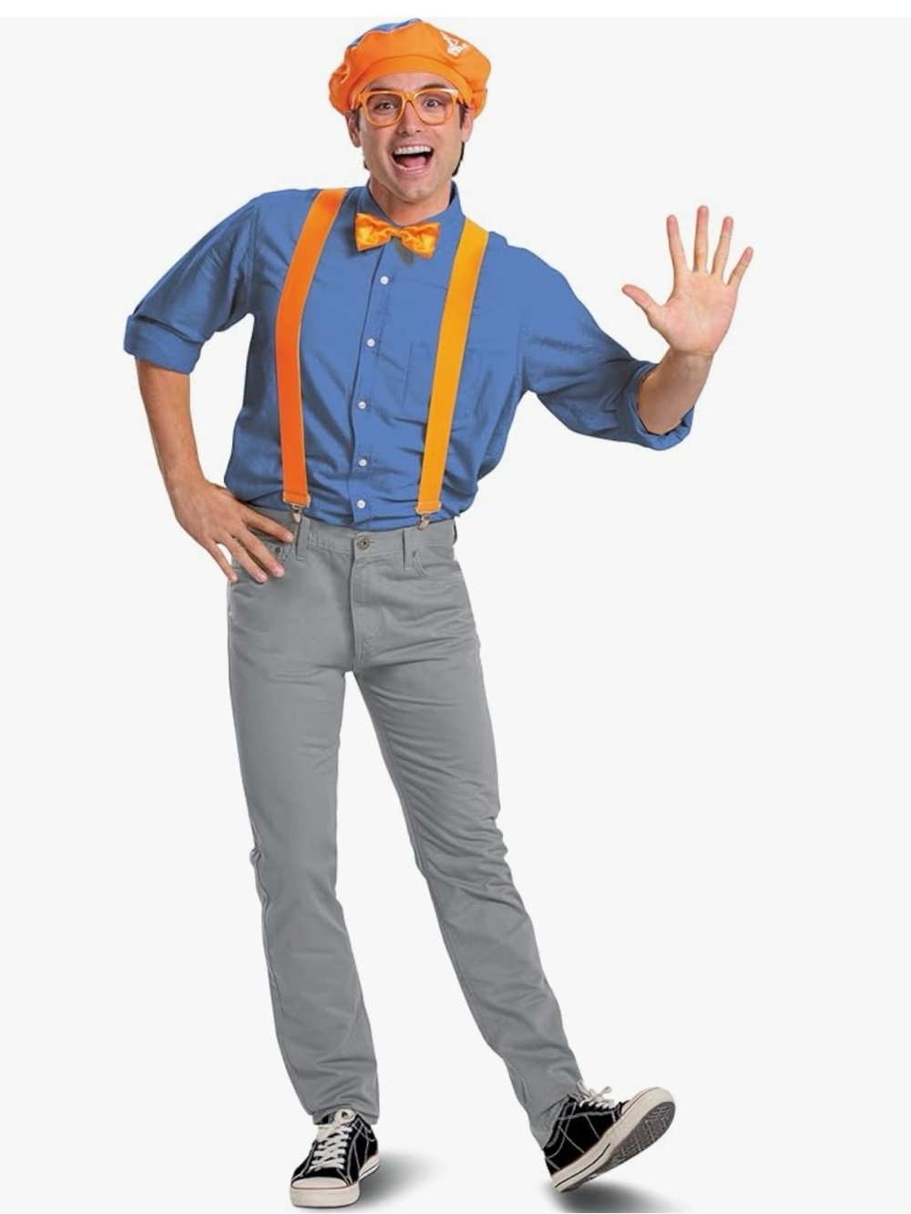 Disguise Blippi Adult Accessory Kit Hat Glasses Bow Tie Suspenders One Size New